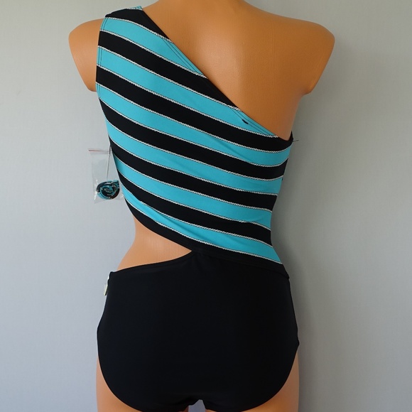 Michael Kors NWT One Shoulder Rope Rugby Swimsuit - Picture 3 of 4